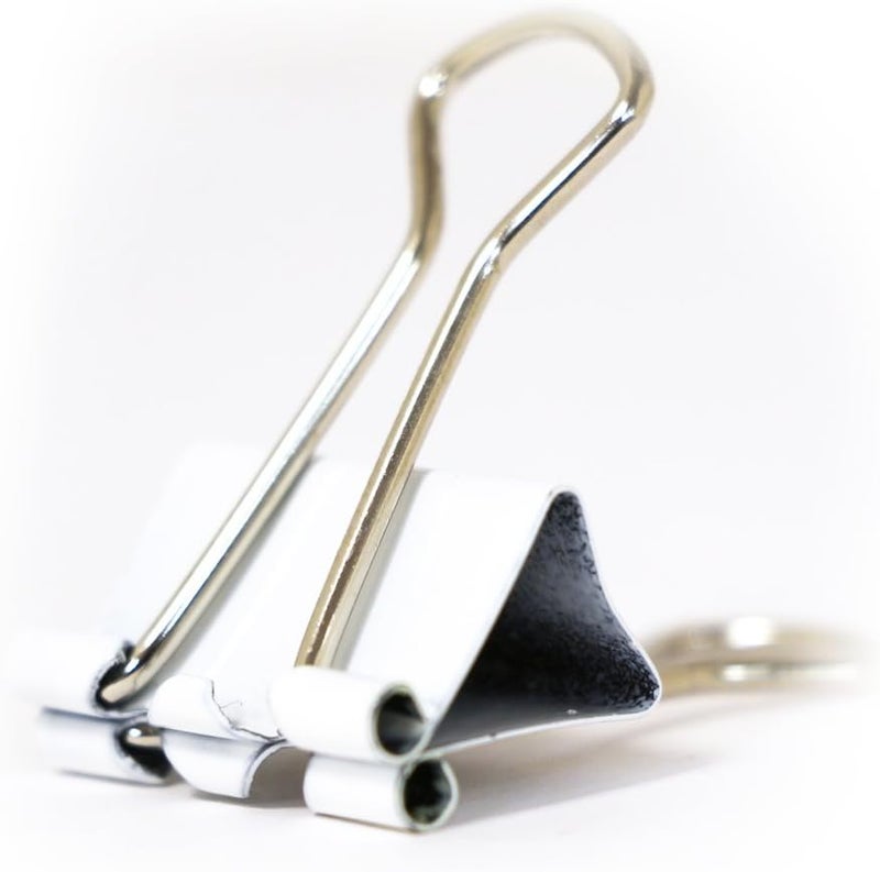 JAM Paper Colorful Binder Clips - Small - 3/4 Inch (19 mm) - White Binderclips - 25/Pack - Image 4